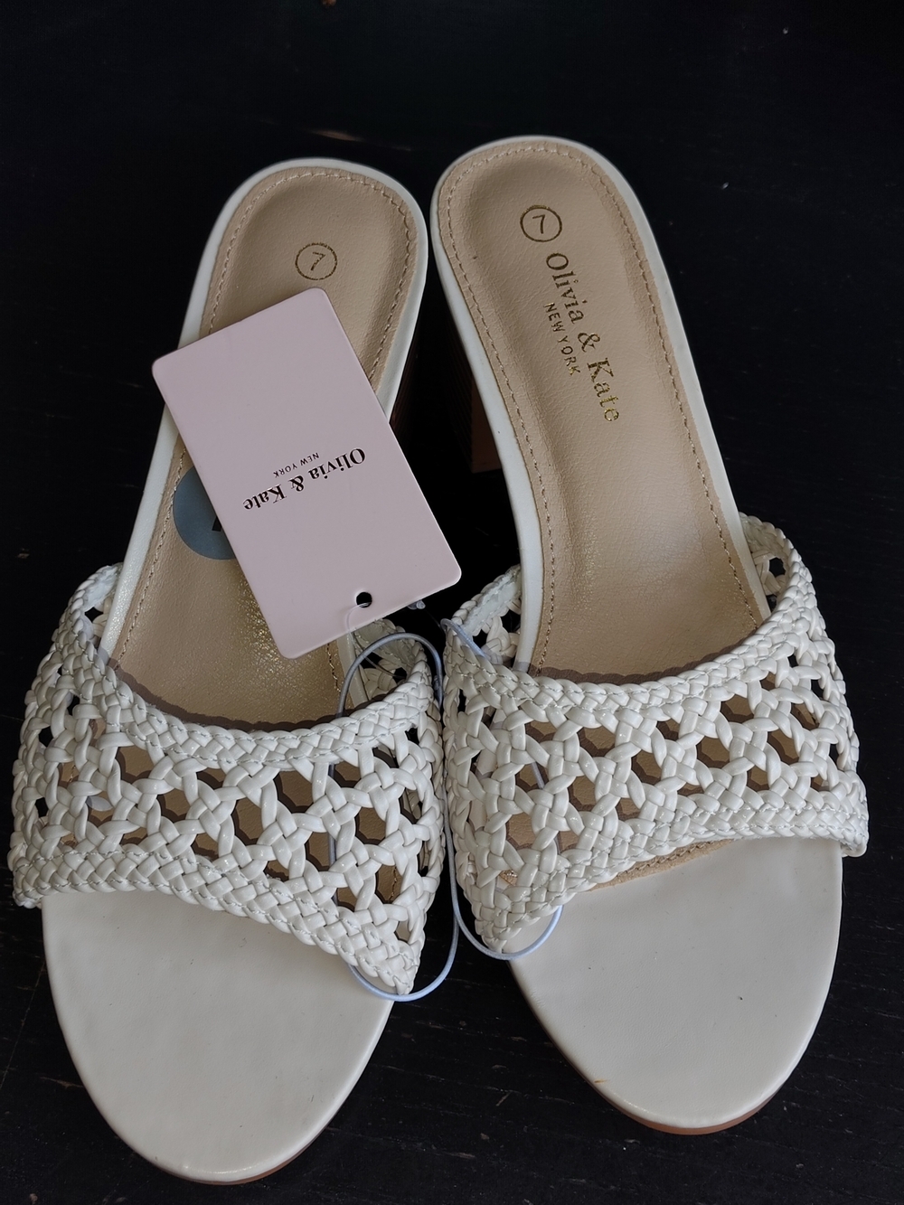 White Woven Slide Mules